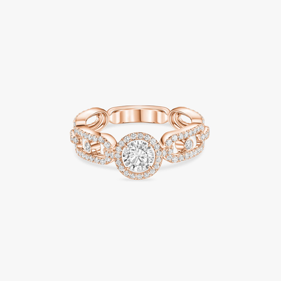 Pink Gold Diamond Ring Move Link Solitaire 0.30ct