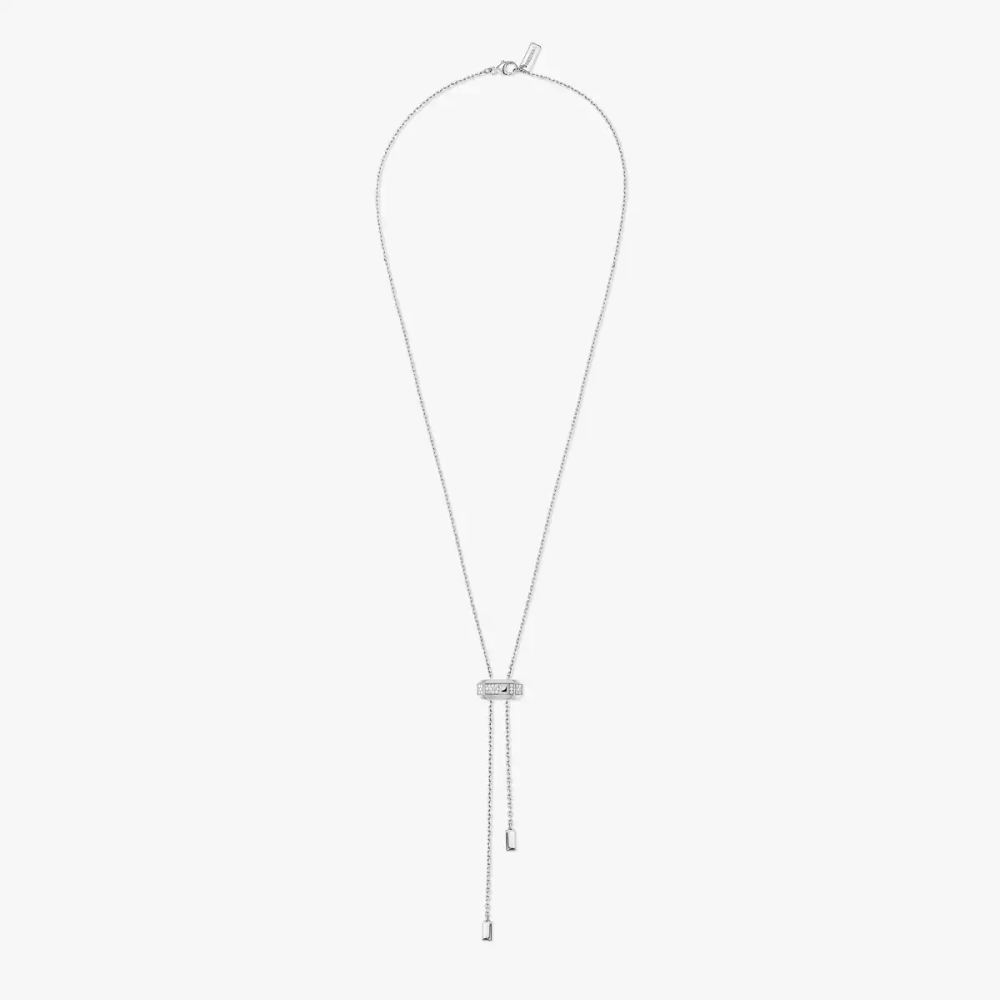 Collier cravate Moderniste Collier Diamant Or Blanc