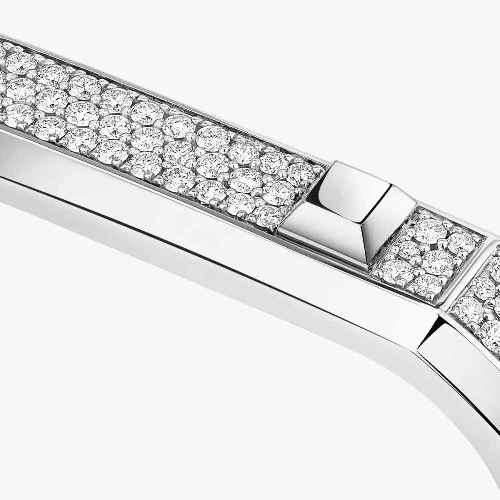 Bague 2 doigts pavée Moderniste Bague Diamant Or Blanc