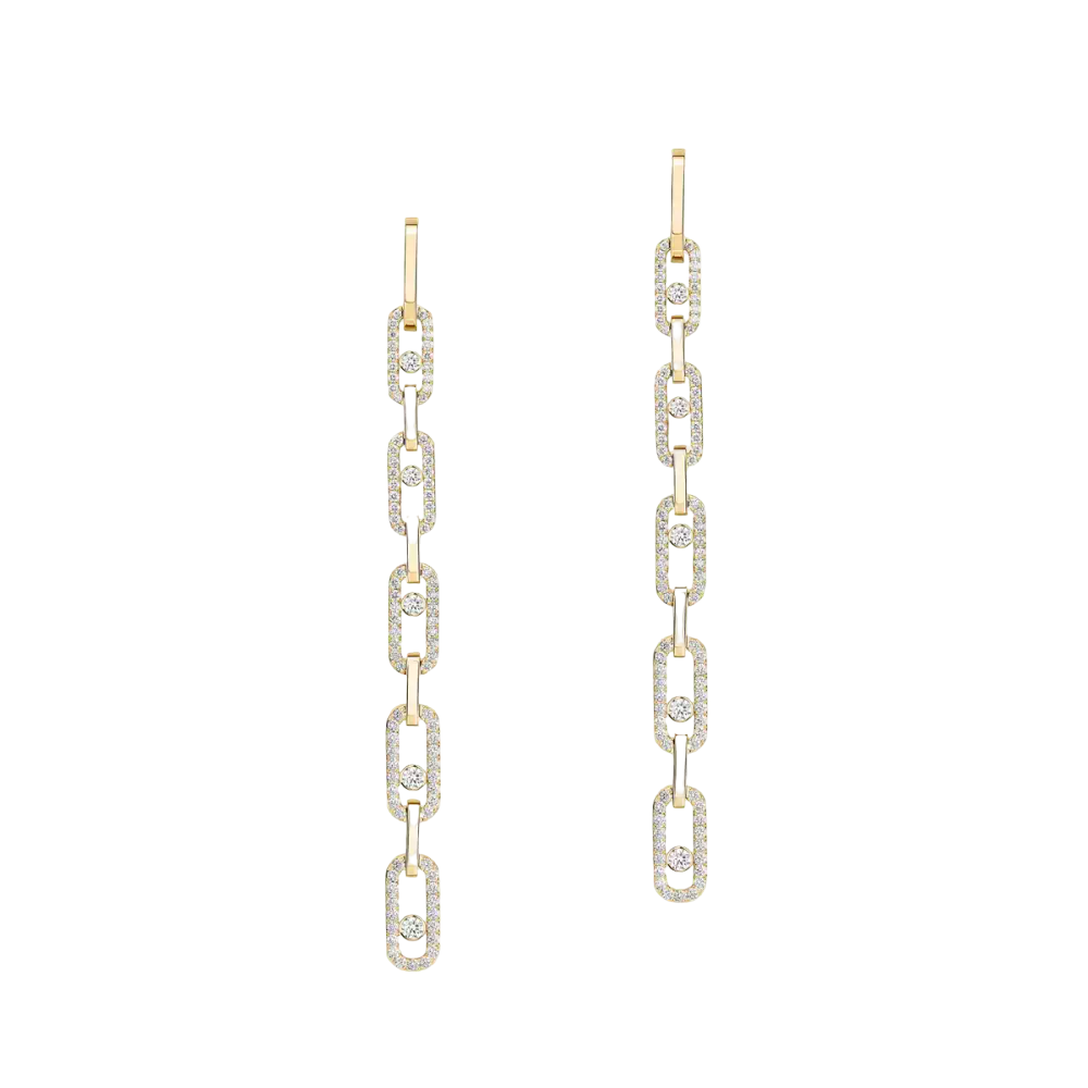 Pendantes Move Link Multi Boucles d'oreilles Diamant Or Jaune