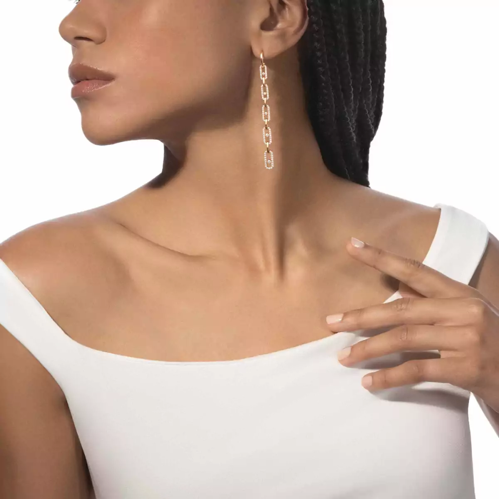 Pendantes Move Link Multi Boucles d'oreilles Diamant Or Jaune