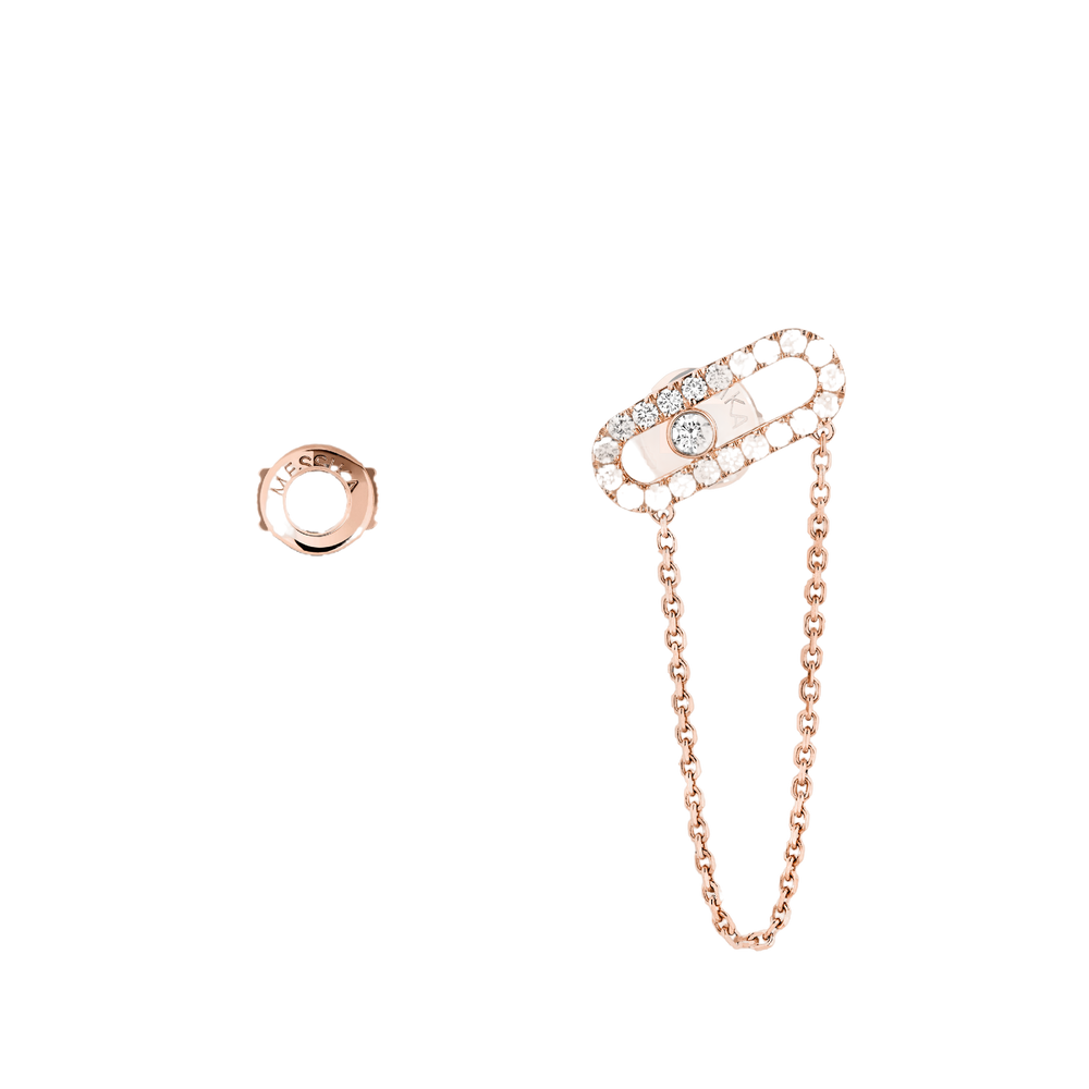Move Uno Chaine et Puce Boucles d'oreilles Diamant Or Rose