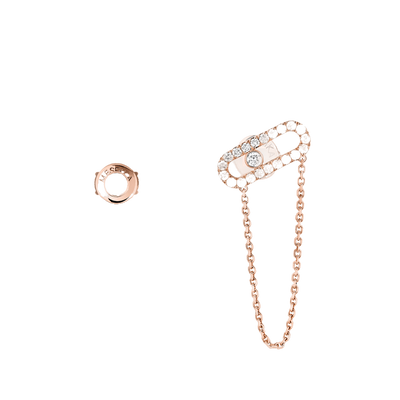 Move Uno Chaine et Puce Boucles d'oreilles Diamant Or Rose