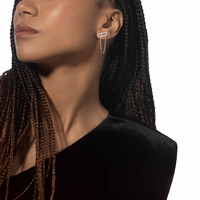 Move Uno Chaine et Puce Boucles d'oreilles Diamant Or Rose