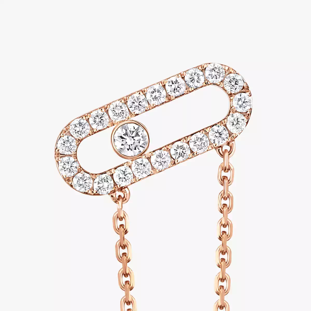 Move Uno Chaine et Puce Boucles d'oreilles Diamant Or Rose
