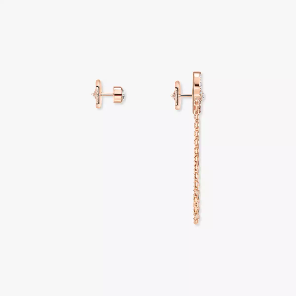 Move Uno Chain and Stud earrings Pink Gold Diamond Earrings