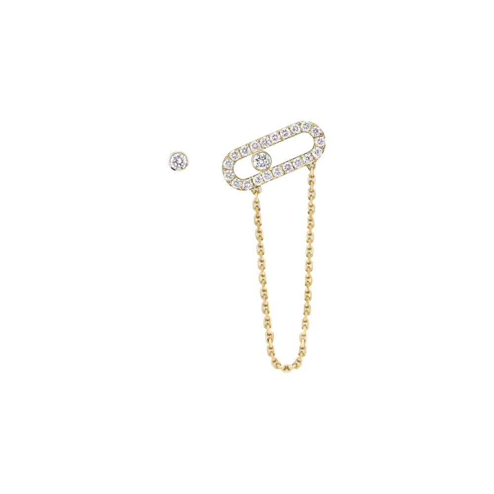 Move Uno Chaine et Puce Boucles d'oreilles Diamant Or Jaune
