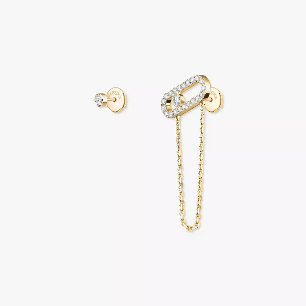 Move Uno Chain and Stud earrings Yellow Gold Diamond Earrings