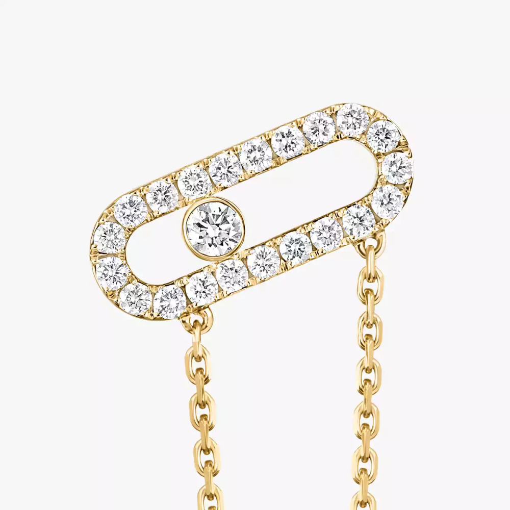 Move Uno Chaine et Puce Boucles d'oreilles Diamant Or Jaune