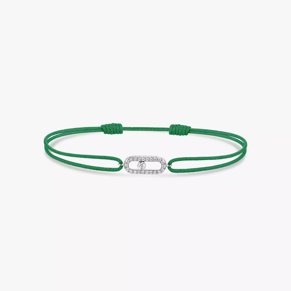 Cordon Move Uno Vert Bracelet Diamant Or Blanc