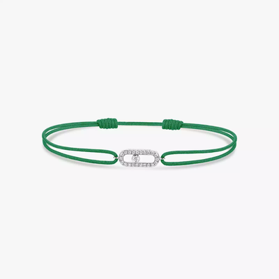 Cordon Move Uno Vert Bracelet Diamant Or Blanc