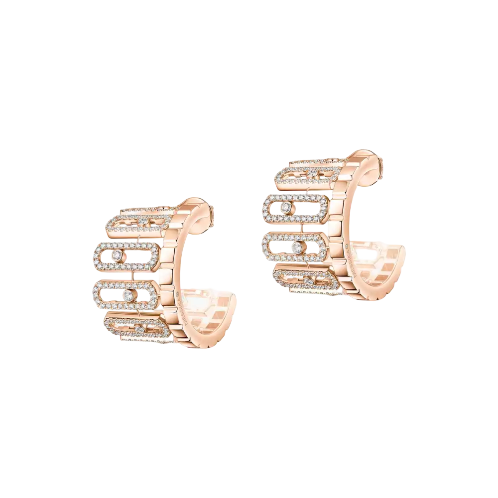 Move Iconica Pavées Boucles d'oreilles Diamant Or Rose