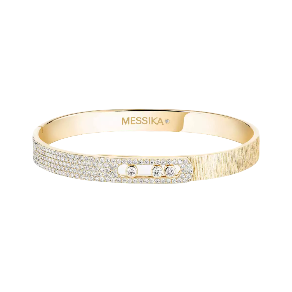 Bangle semi-pavé Move Noa Ciselé Bracelet Diamant Or Jaune