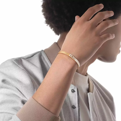 Bangle Move Noa Ciselé Semi-Pavé Bracelet Diamant Or Jaune