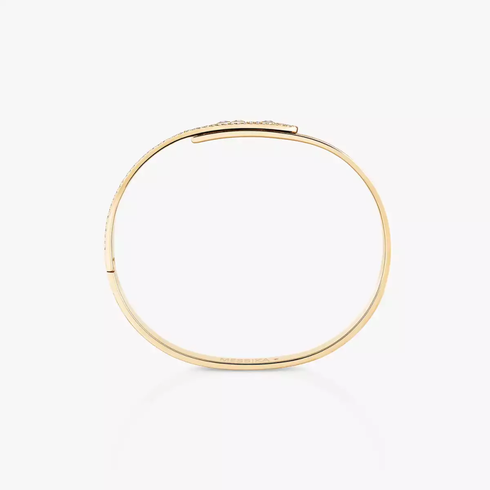 Bangle Move Noa Ciselé Semi-Pavé Bracelet Diamant Or Jaune