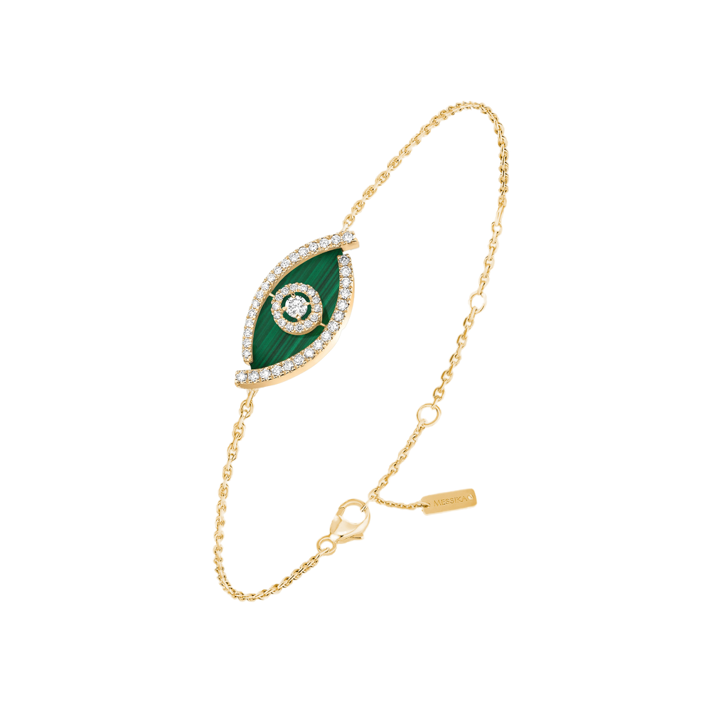 Lucky Eye Malachite Yellow Gold Diamond Bracelet