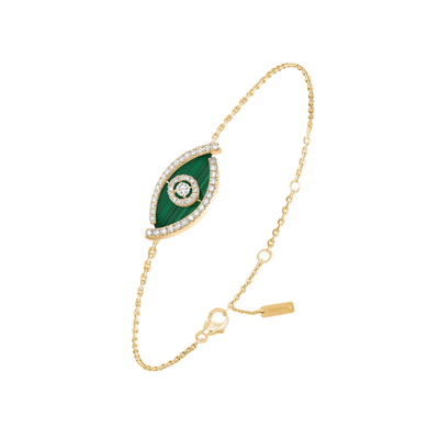 Lucky Eye Malachite Yellow Gold Diamond Bracelet