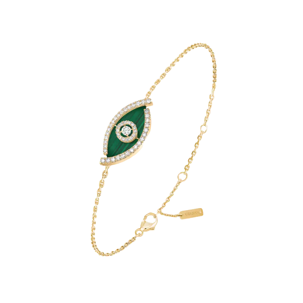 Lucky Eye Malachite Bracelet Diamant Or Jaune