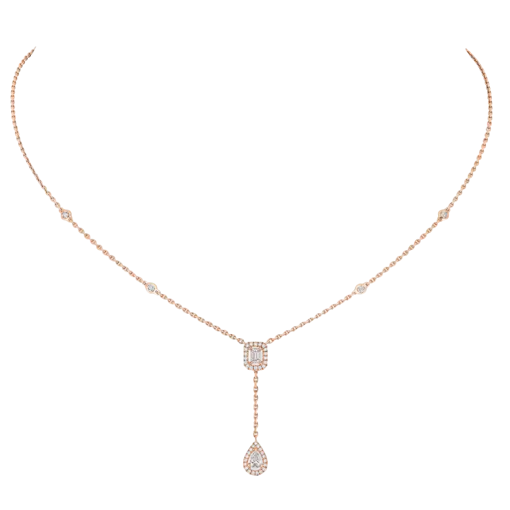 My Twin Cravate 0,10ct x2 Collier Diamant Or Rose