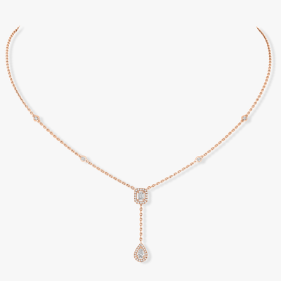 My Twin Tie 0.10ct x2 Pink Gold Diamond Necklace