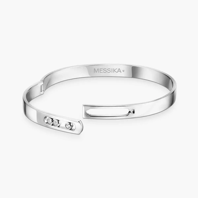 Move Noa Bangle Large Size White Gold Diamond Bracelet