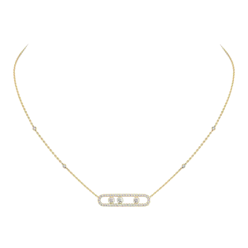 Move Pavé Collier Diamant Or Jaune