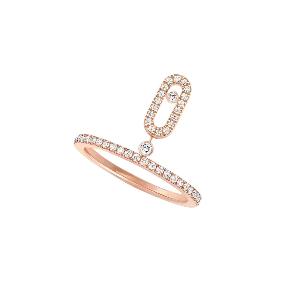 Move Uno Pampille Pavée Bague Diamant Or Rose