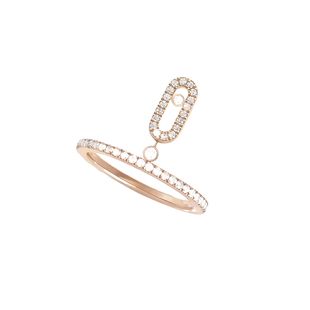 Move Uno Pavé Drop Pink Gold Diamond Ring