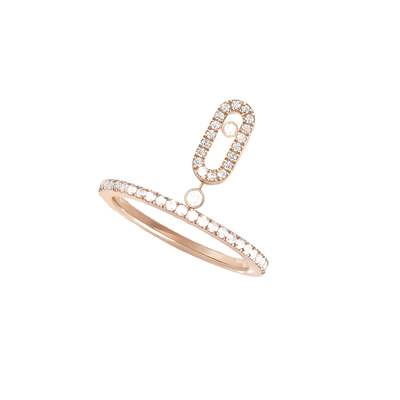 Move Uno Pavé Drop Pink Gold Diamond Ring