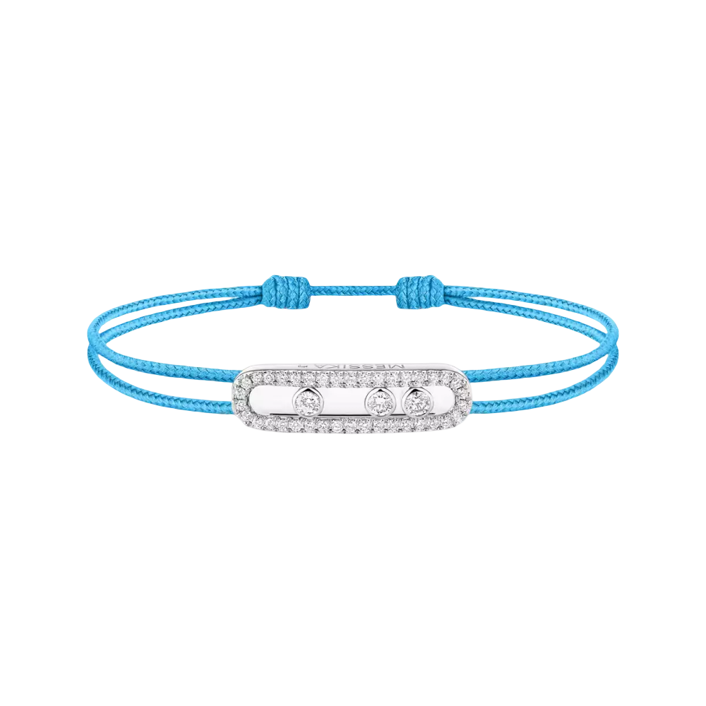 Cordon Messika CARE(S) Bleu Pavé Bracelet Diamant Or Blanc