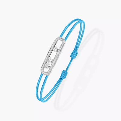 Cordon Messika CARE(S) Bleu Pavé Bracelet Diamant Or Blanc