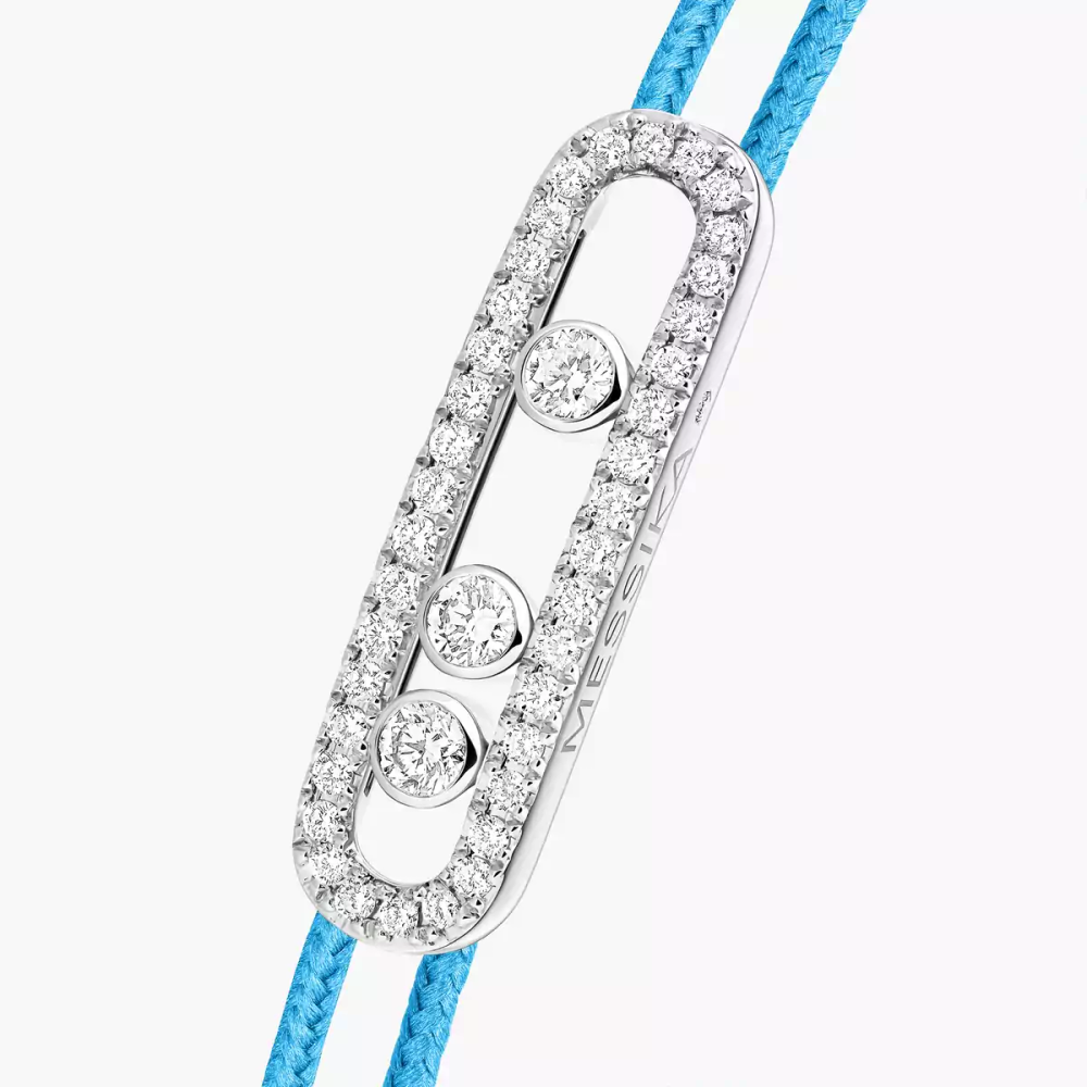 Cordon Messika CARE(S) Bleu Pavé Bracelet Diamant Or Blanc