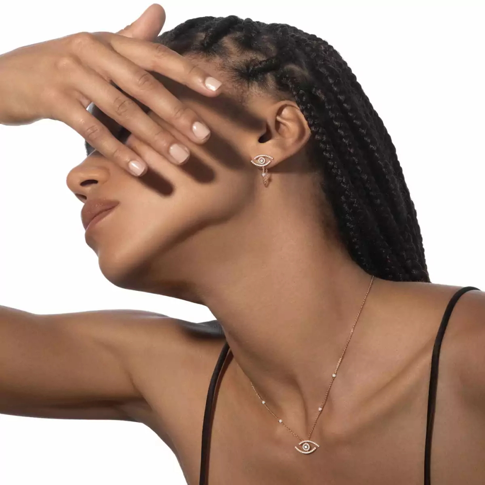 Collier pavé Lucky Eye Collier Diamant Or Rose