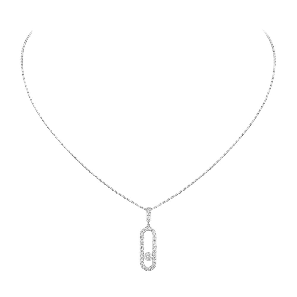 Move Uno Pavé LM White Gold Diamond Necklace