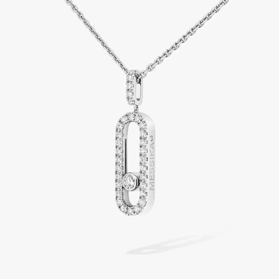 Move Uno Pavé LM White Gold Diamond Necklace