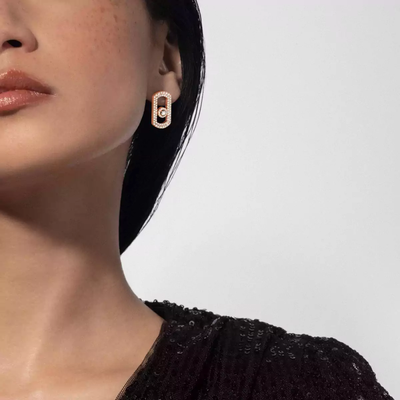 Boucles d'oreilles pavées So Move Boucles d'oreilles Diamant Or Rose