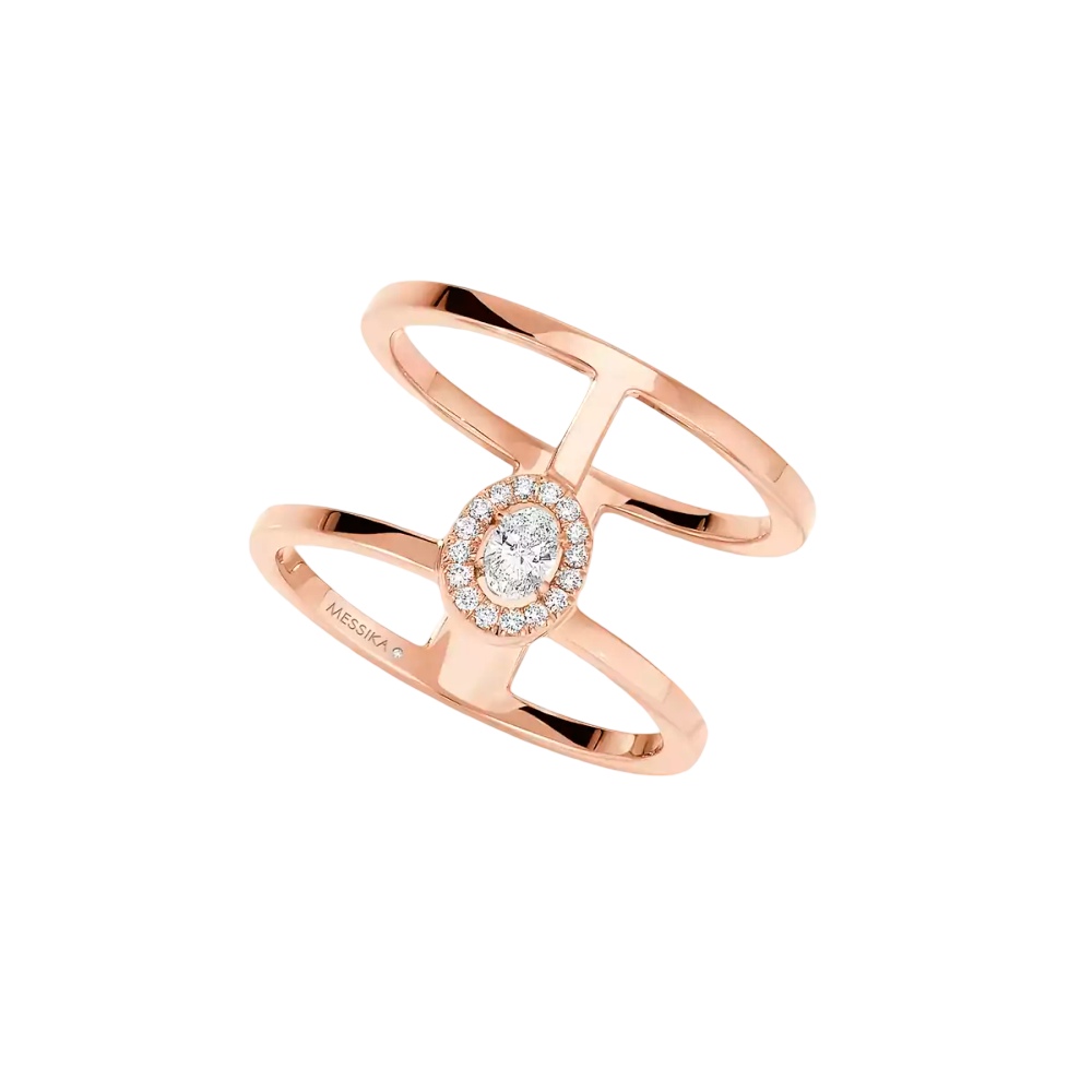 Glam'Azone 2 Rangs Bague Diamant Or Rose