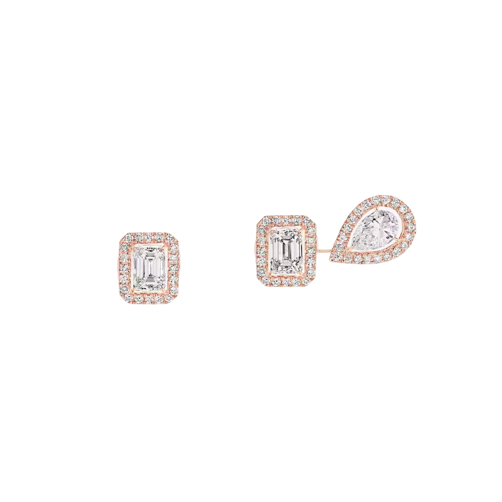 My Twin 1+2 0,20ct x3 Boucles d'oreilles Diamant Or Rose