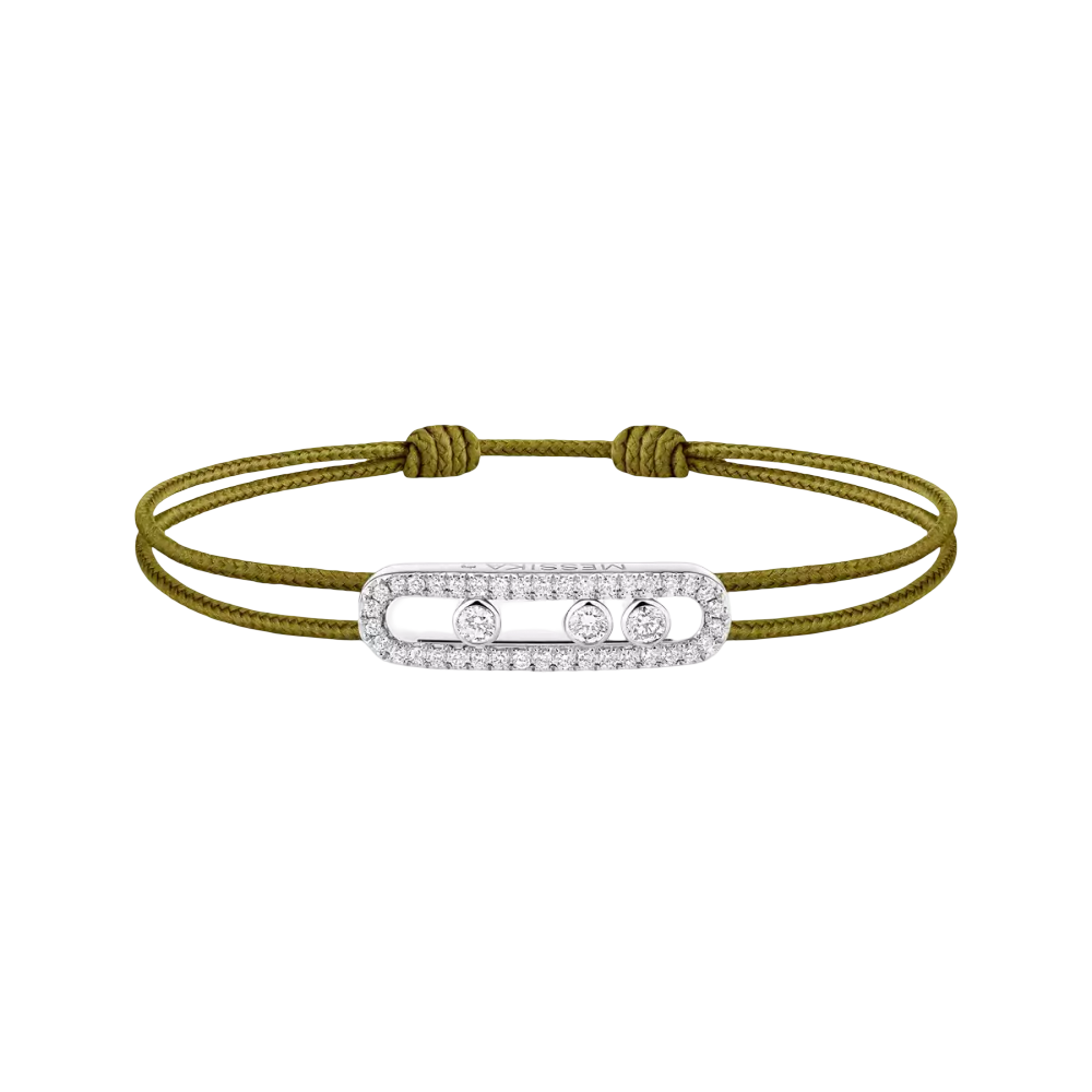 Cordon Messika CARE(S) Kaki Pavé Bracelet Diamant Or Blanc