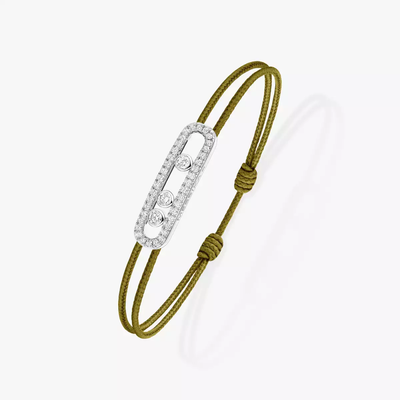Cordon Messika CARE(S) Kaki Pavé Bracelet Diamant Or Blanc