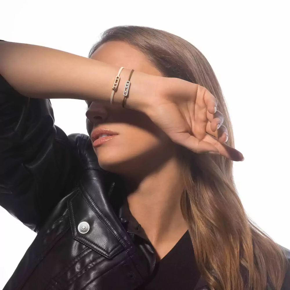 Bracelet cordon kaki pavé Messika Care(s) Bracelet Diamant Or Blanc