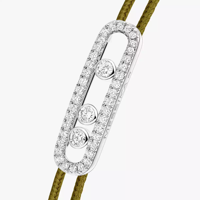 Bracelet cordon kaki pavé Messika Care(s) Bracelet Diamant Or Blanc