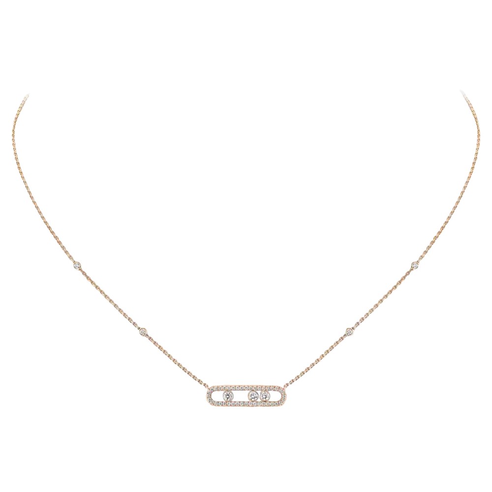Baby Move Pavé Pink Gold Diamond Necklace