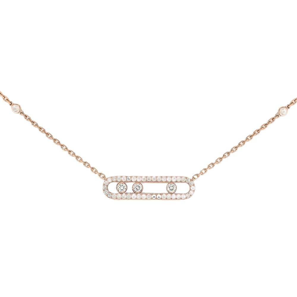 Baby Move Pavé Pink Gold Diamond Necklace
