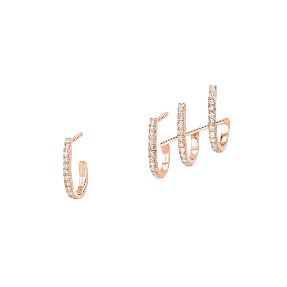 Multi-Créoles Gatsby Pink Gold Diamond Earrings