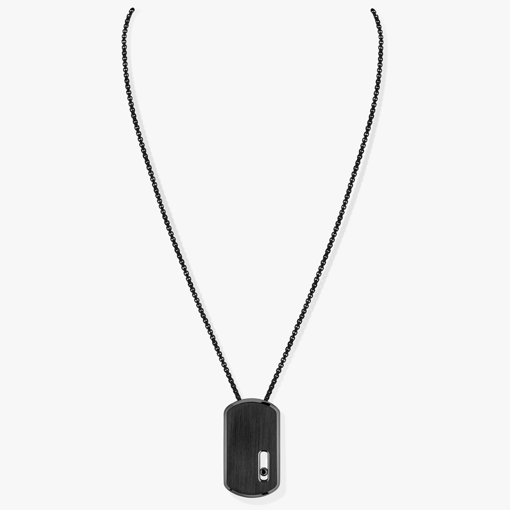 Move Titanium Black LM Pendant Necklace Black Titanium Diamond Necklace