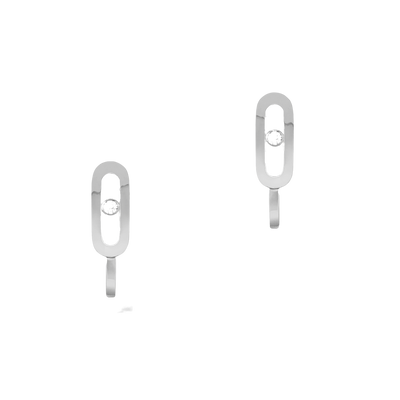Move Uno Mini Hoops White Gold Diamond Earrings