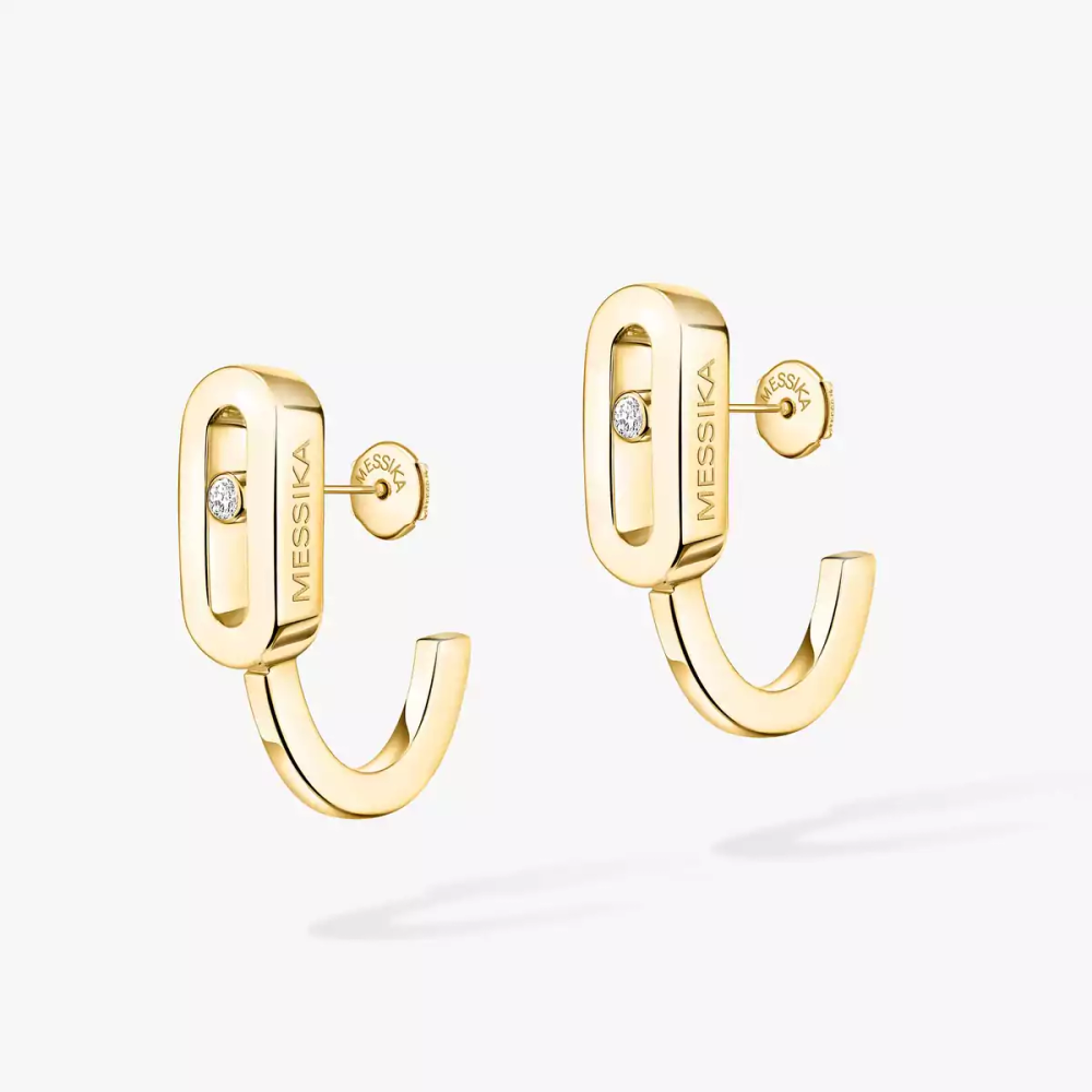 Move Uno Mini Hoops Yellow Gold Diamond Earrings