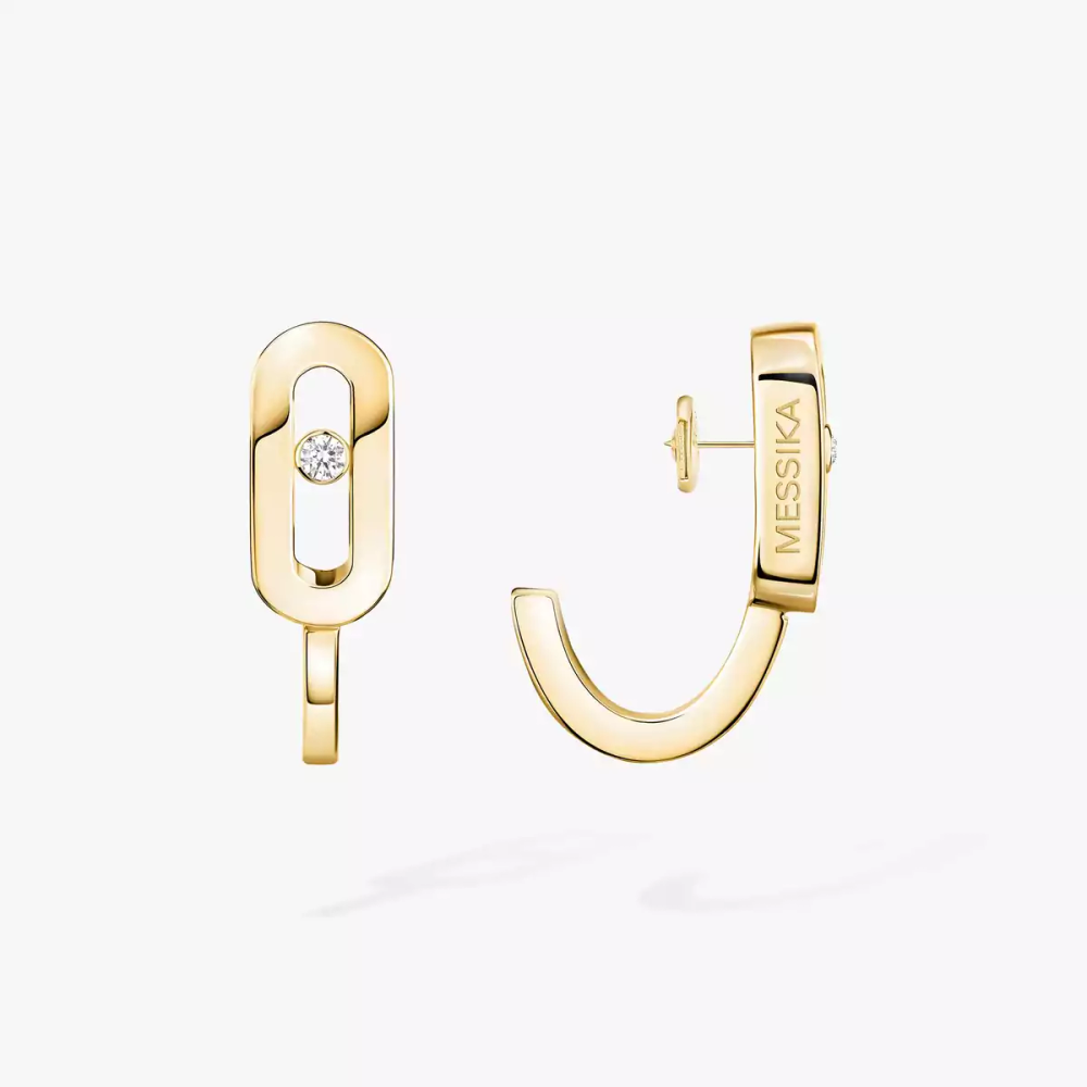 Move Uno Mini Hoops Yellow Gold Diamond Earrings