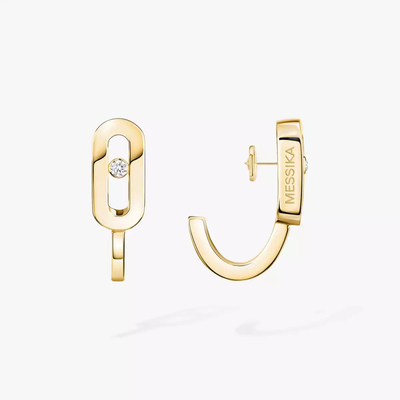 Move Uno Mini Hoops Yellow Gold Diamond Earrings